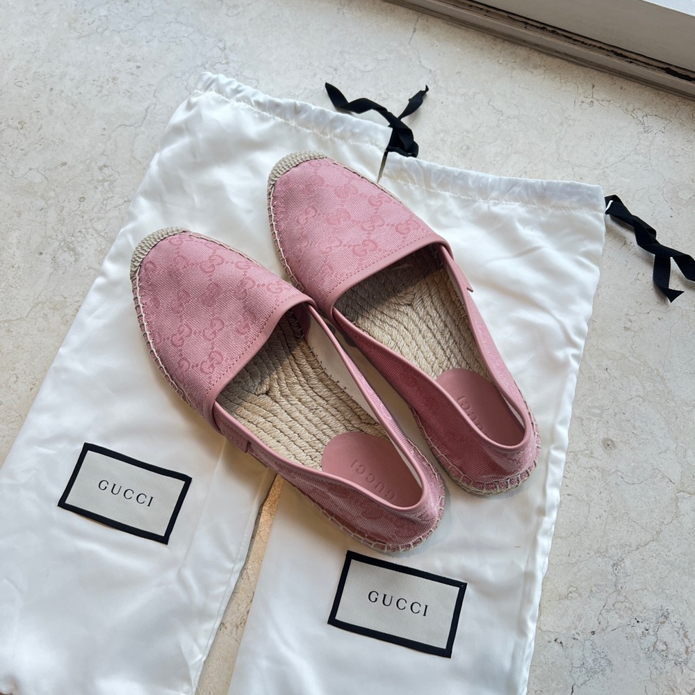 Brand New Pink Gucci Monogram Espadrilles